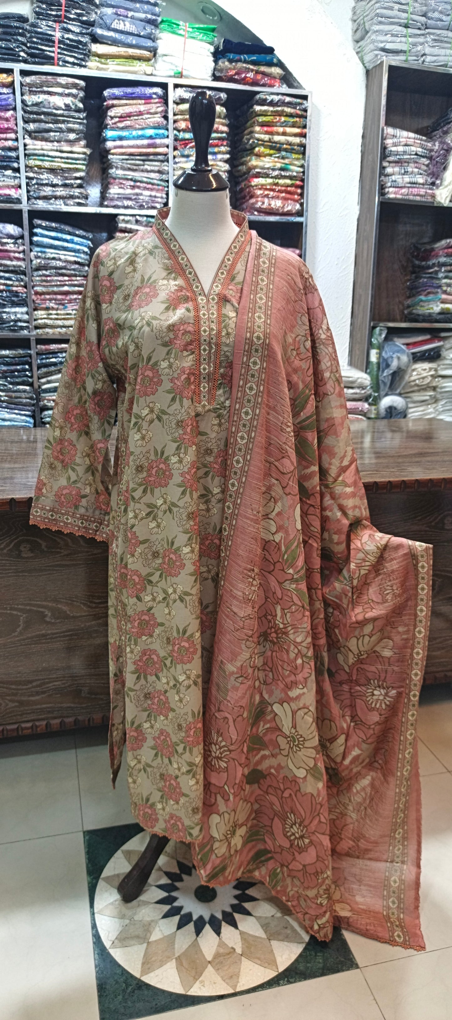 Bin saeed long shirt trouser stiched 3 pc pchskin37