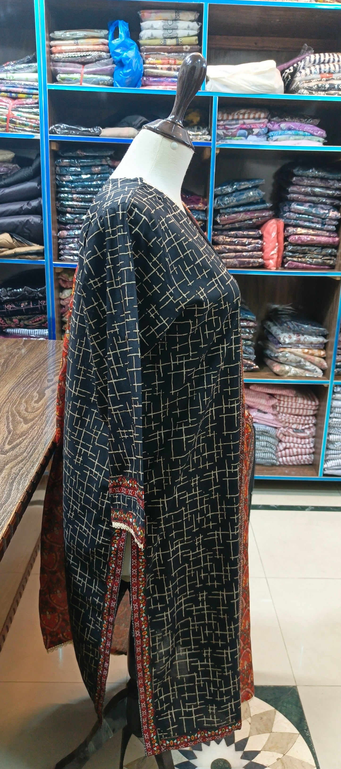 Bin saeed lawn stiched shirt trouser 3 pc