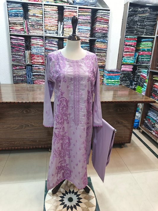 Breeze embroidered lawn stiched long shirt trouser 2pc llcs