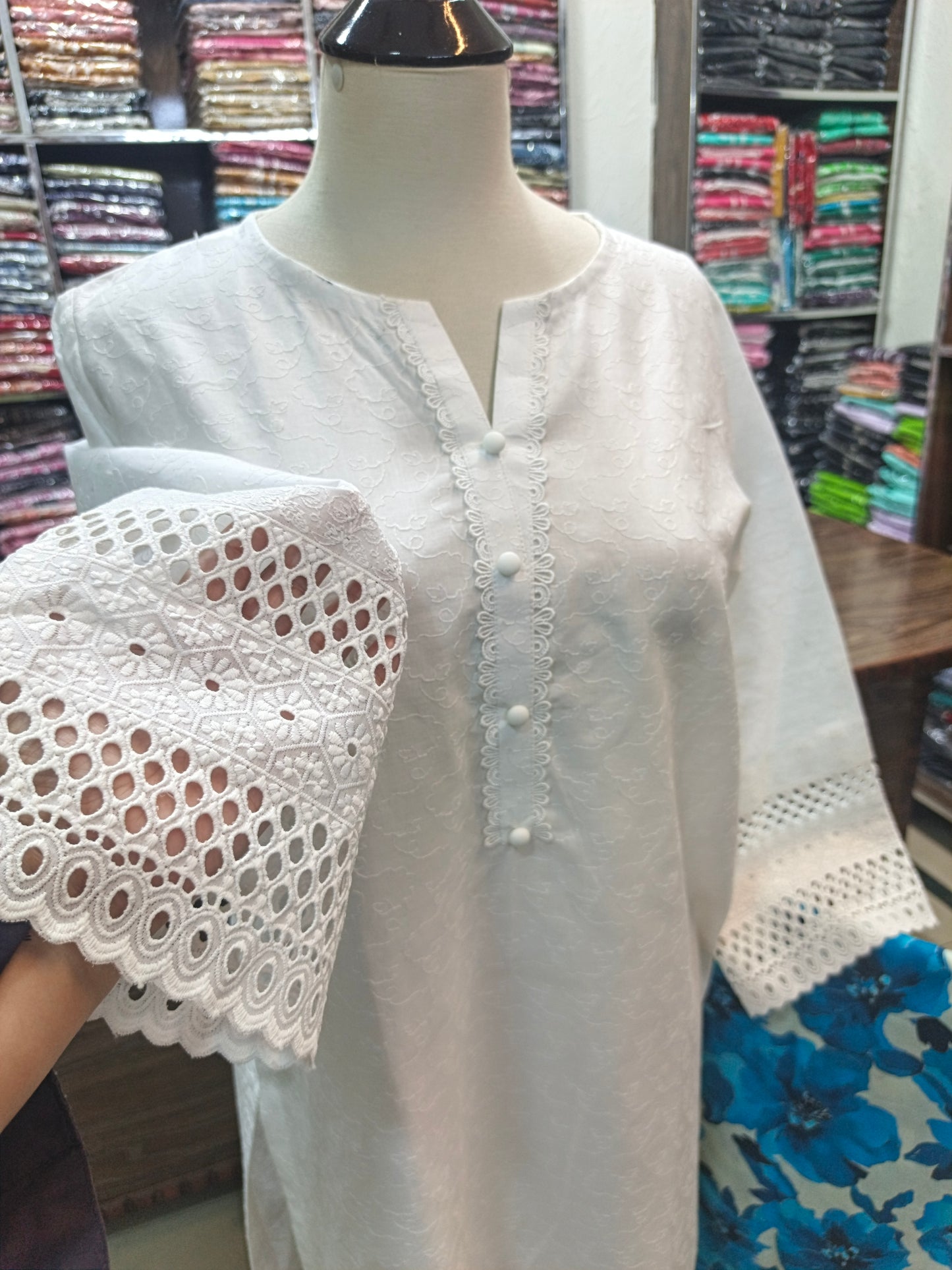 Lawn chikenkari shirt and plazzo 2pc