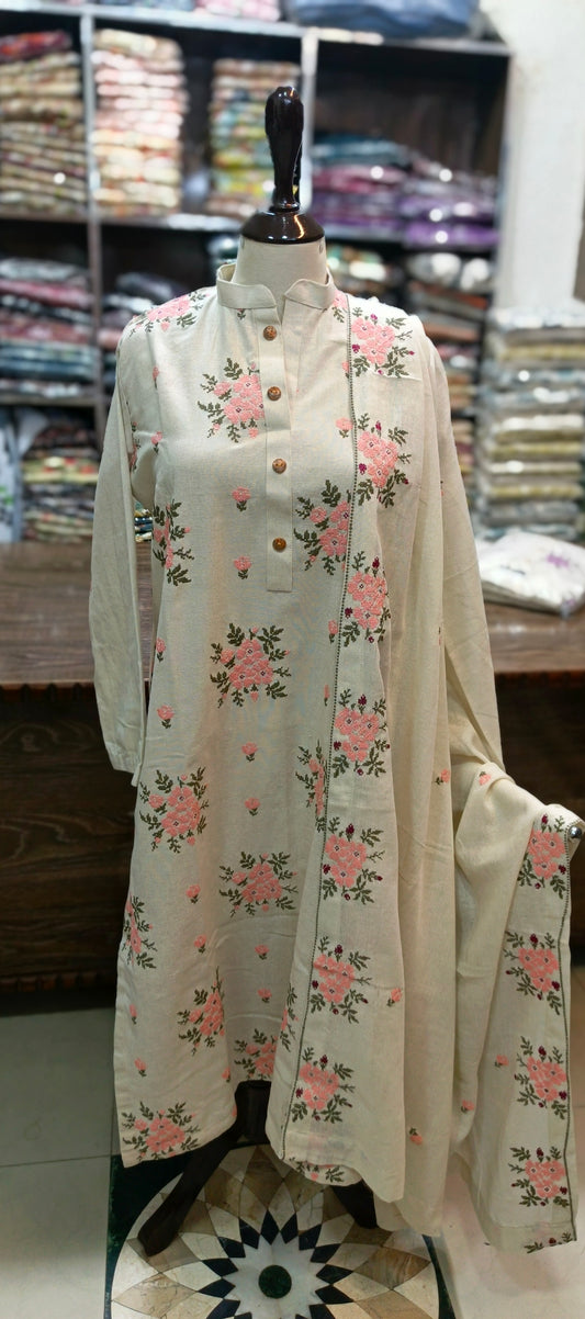 Karandi khaddar embroidered stiched 3 pc