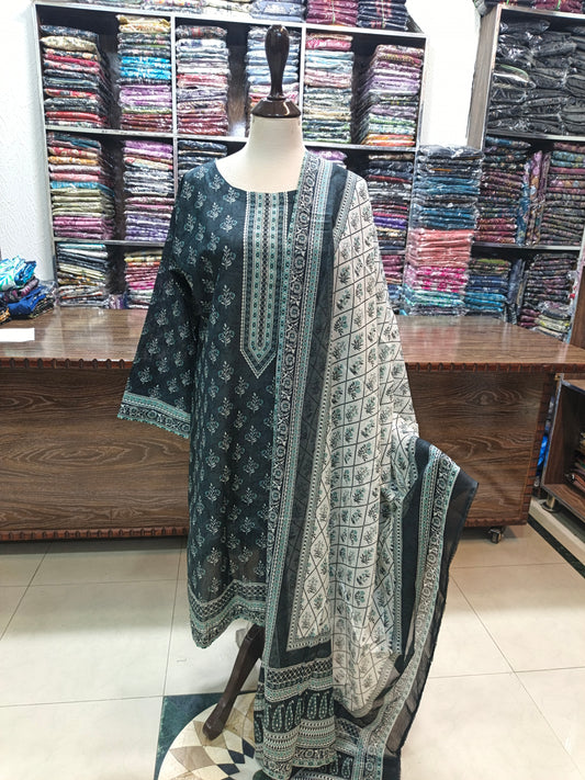 Binsaeed premium lawn stiched shirt trouser stiched 3pc Mngwt