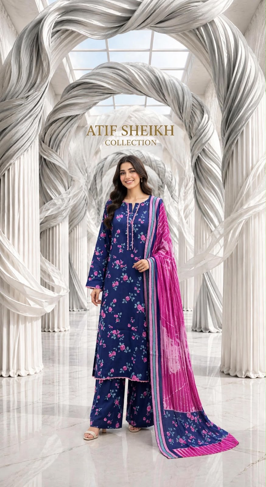 Marina stiched shalwar kameez 3pc nvypnk