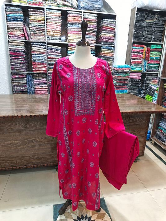 Breeze embroidered lawn stiched long shirt trouser 2pc shkG