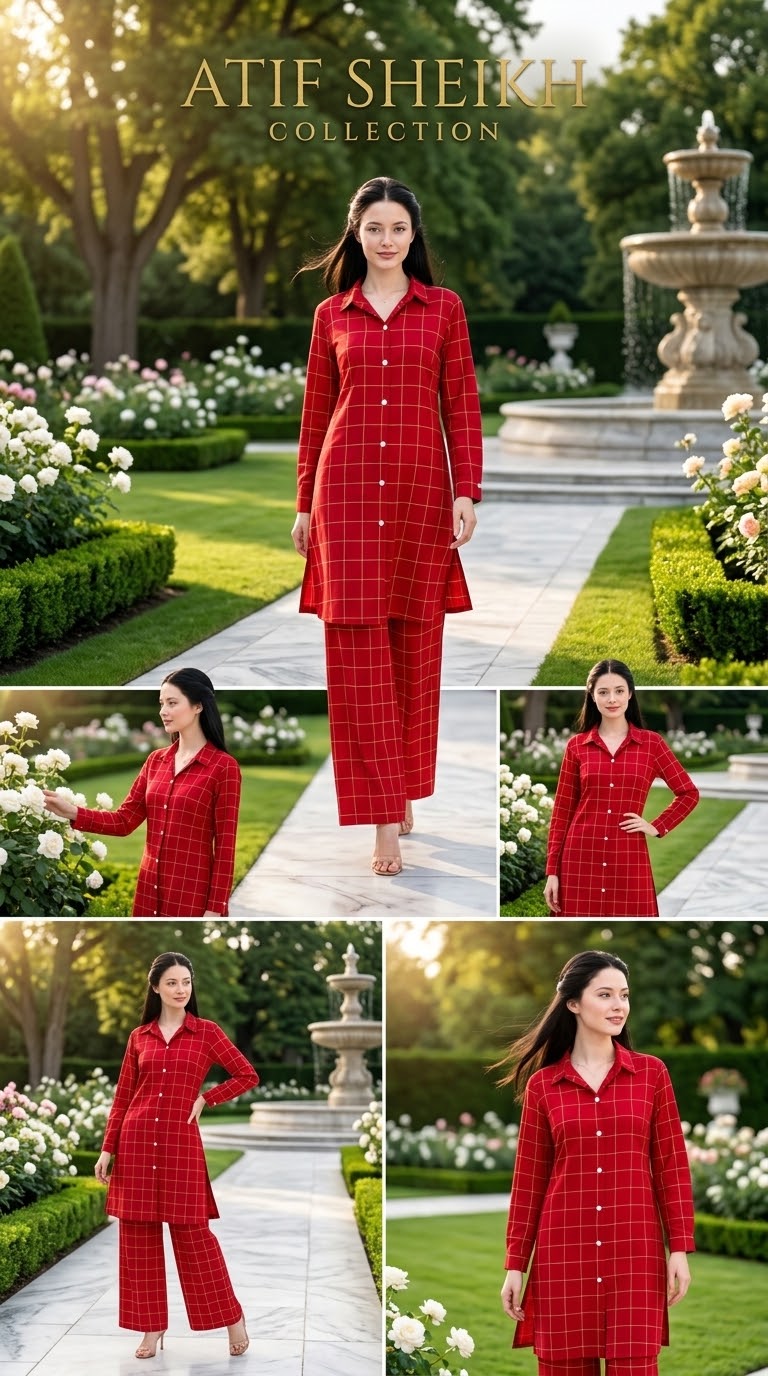 Winter cotton short co ord set stiched 2 pc redchk