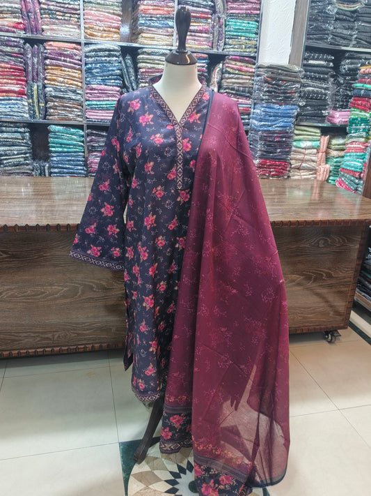 Binsaeed premium lawn stiched shalwar kameez 3pc flsapnk