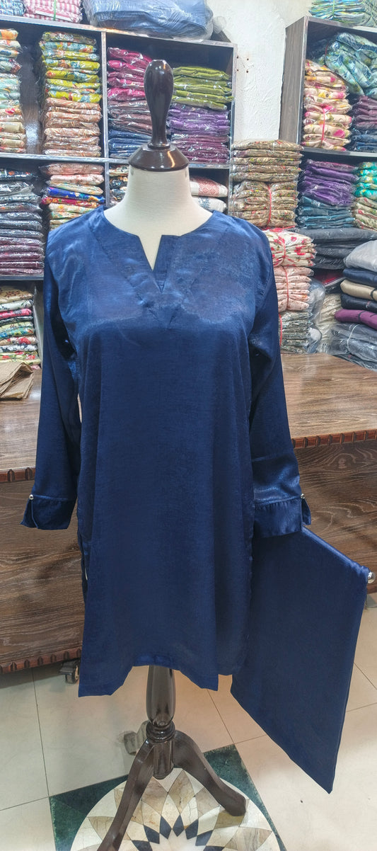 Velvet silk short co ord set 2 pc