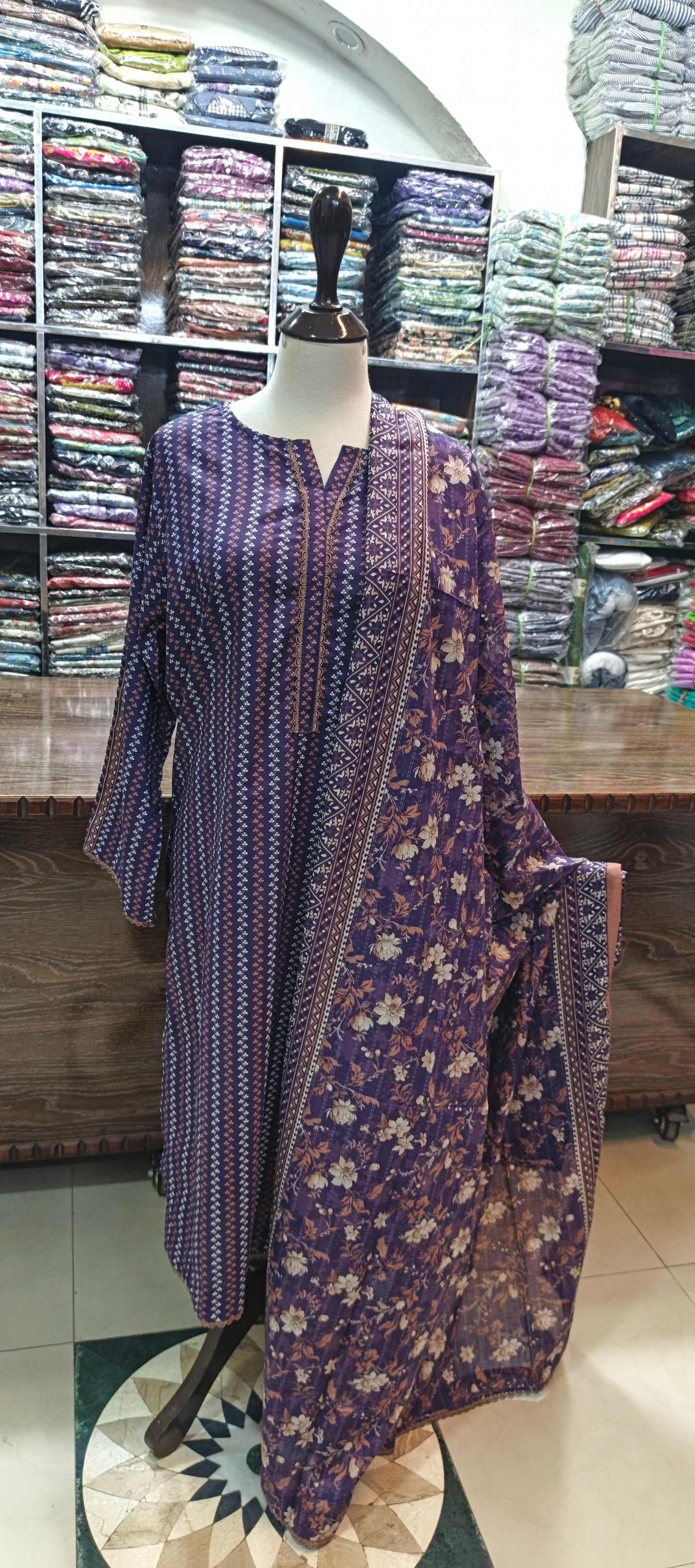 Bin saeed premium lawn stiched long shirt trouser 3 pc PRP