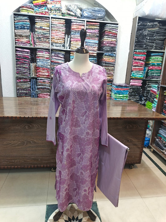 Breeze embroidered lawn stiched long shirt trouser 2pc llc br