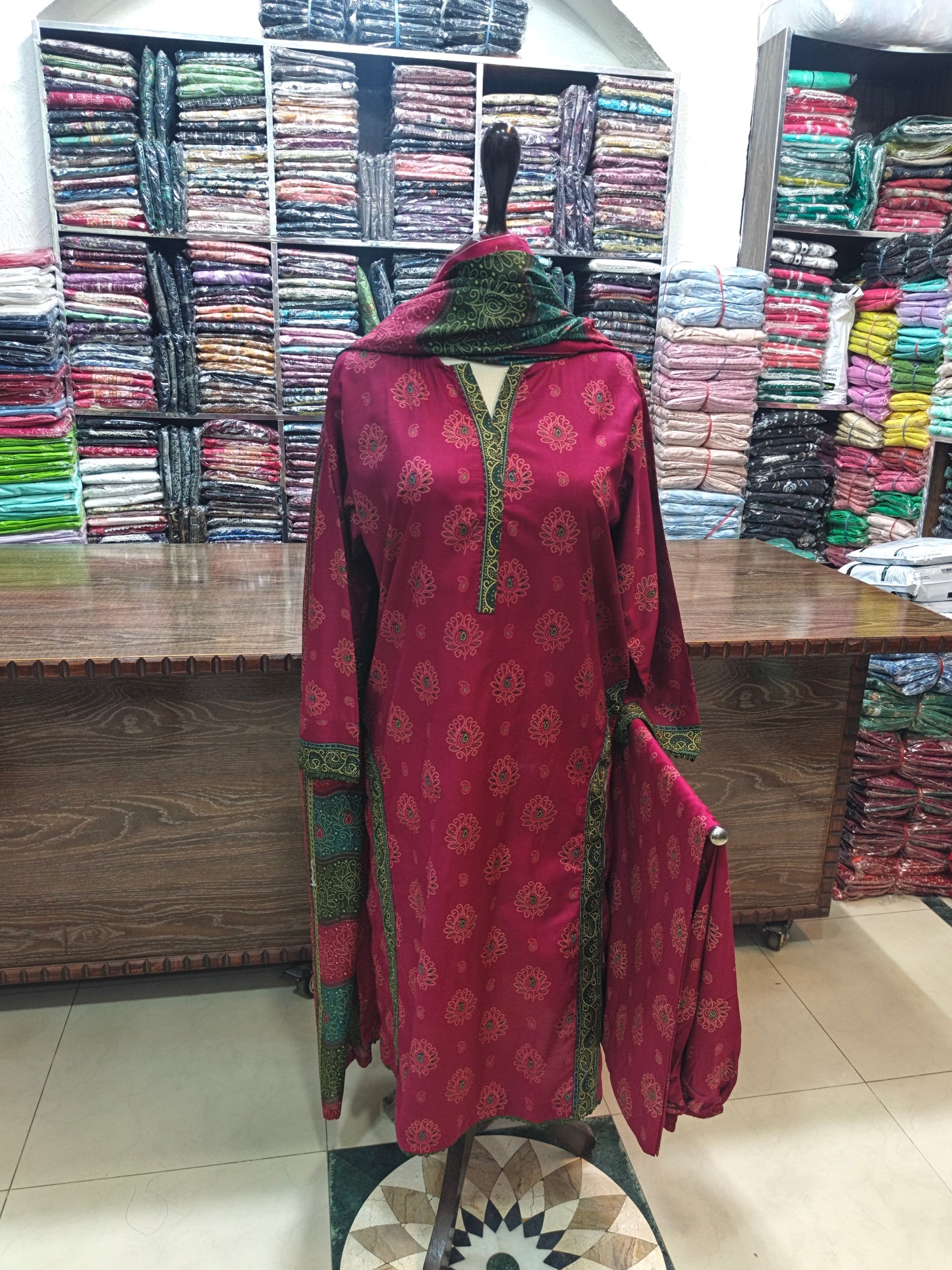 Binsaeed premium lawn stiched trouser shirt 3pc shgrn