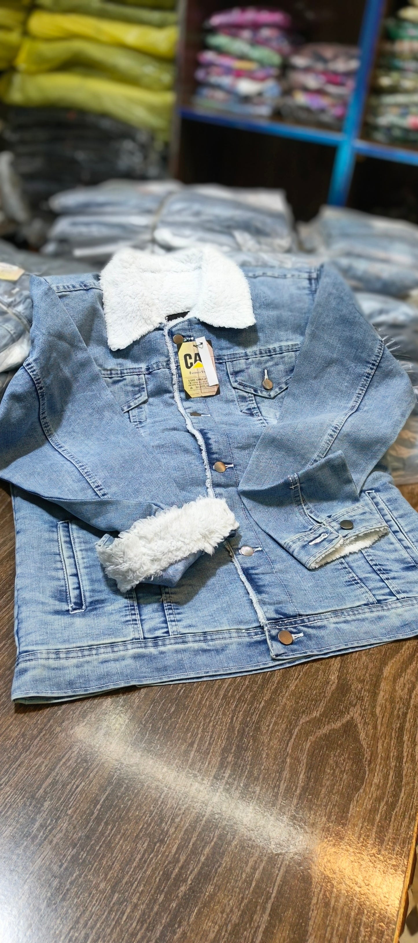 Denim fur jacket