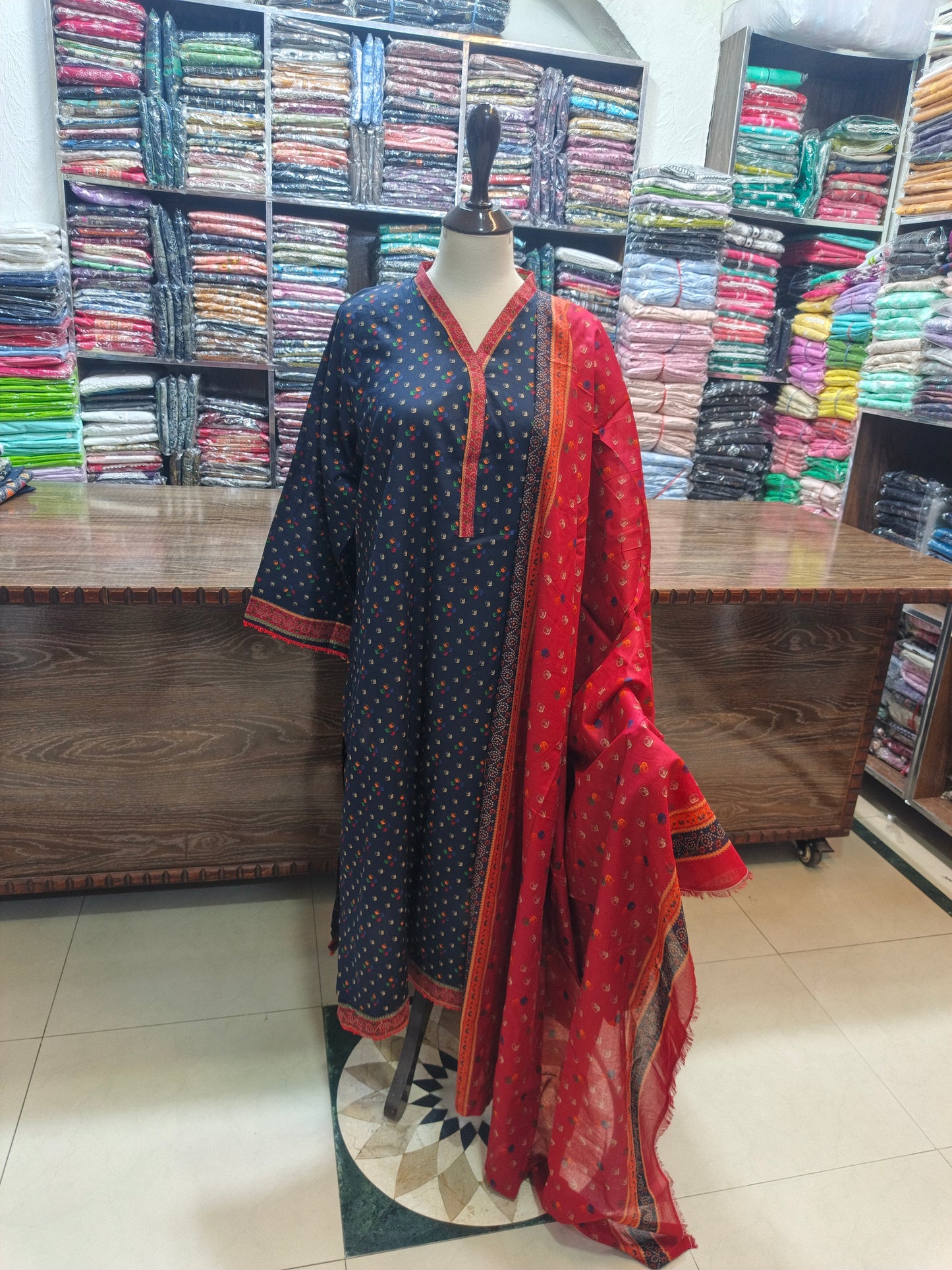 Binsaeed premium lawn stiched shirt trouser 3 pc nvydt