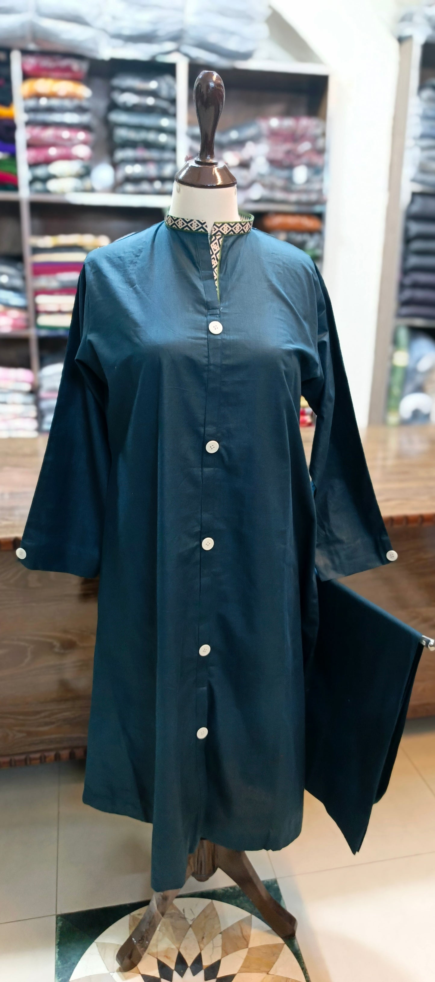 Bin saeed solid khaddar long A line