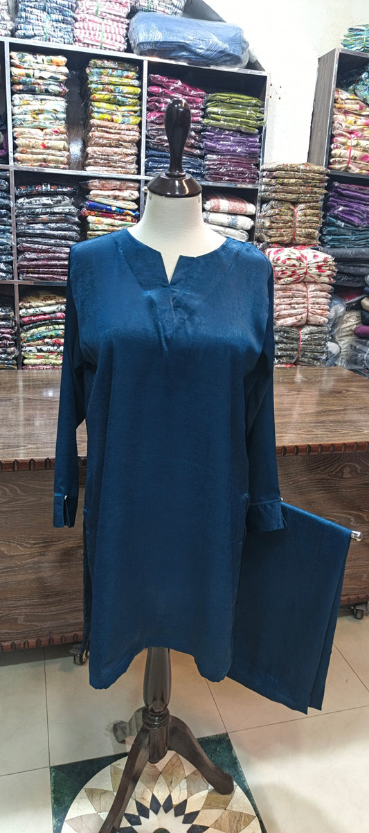 Velvet silk short co ord set 2 pc