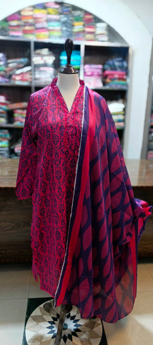 Bin saeed  farshi shalwar kameez pure lawn three pc