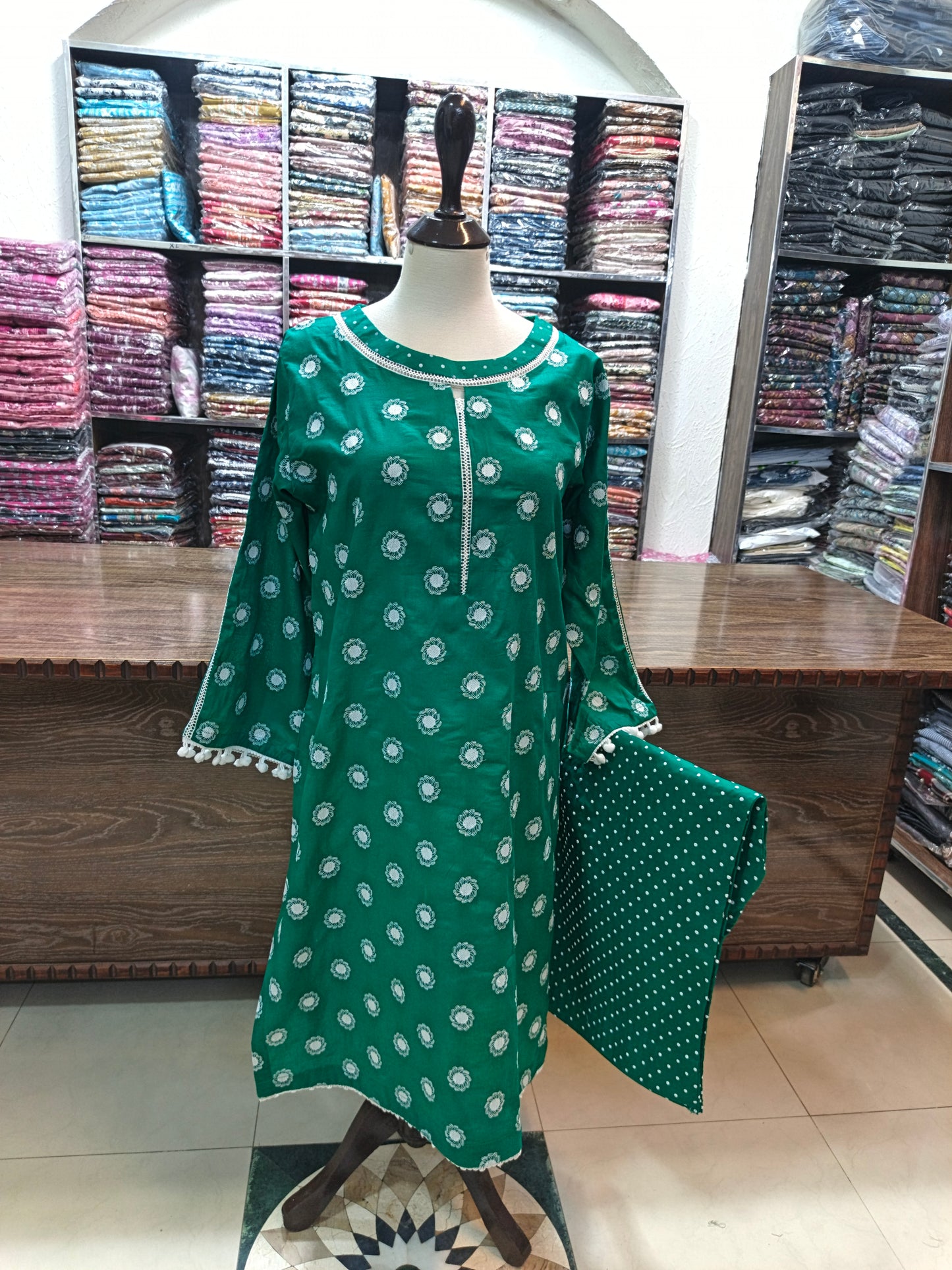 Lawn embroidered stiched shirt trouser 2pc