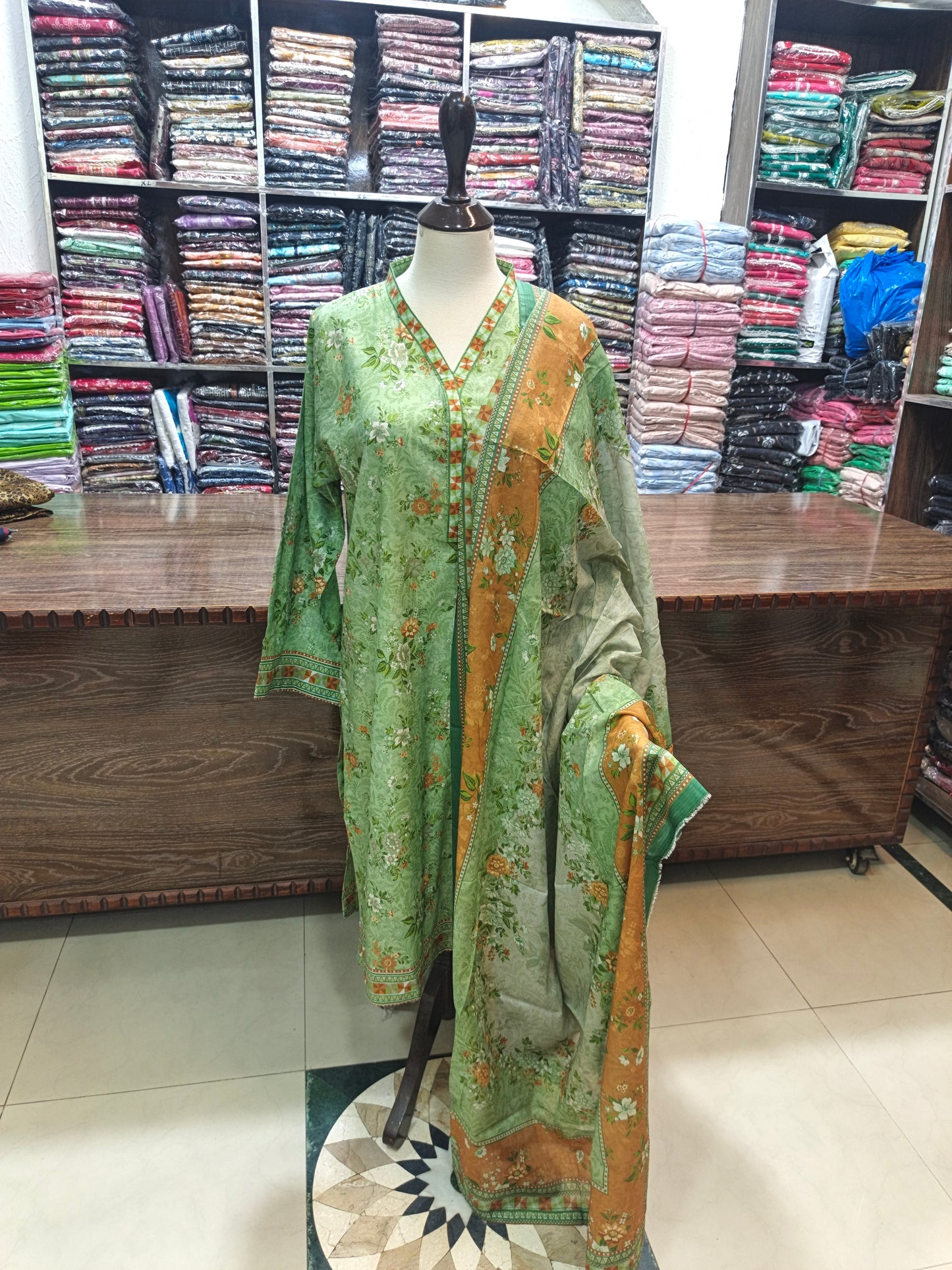 Binsaeed premium lawn stiched shalwar kameez 3 pc Agren