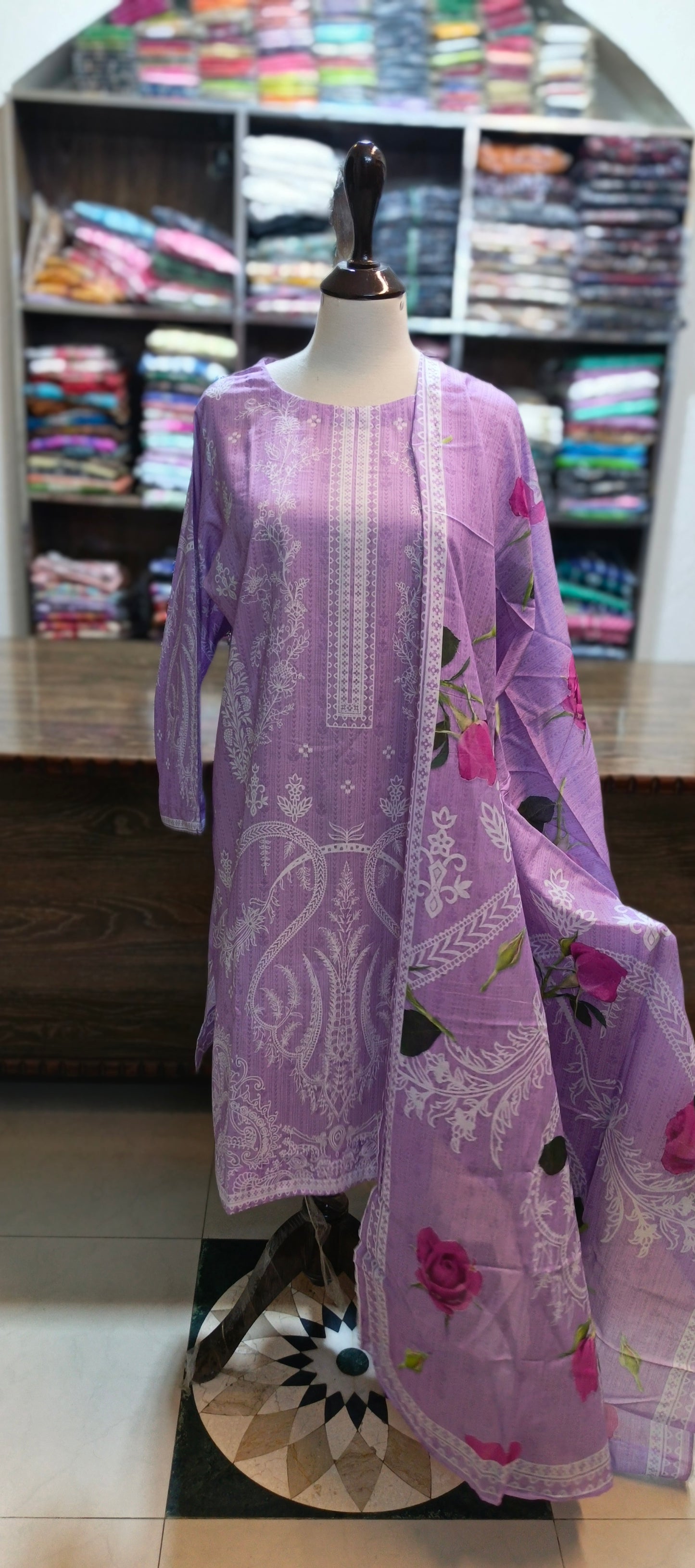 Co ord set 3 pc pure lawn