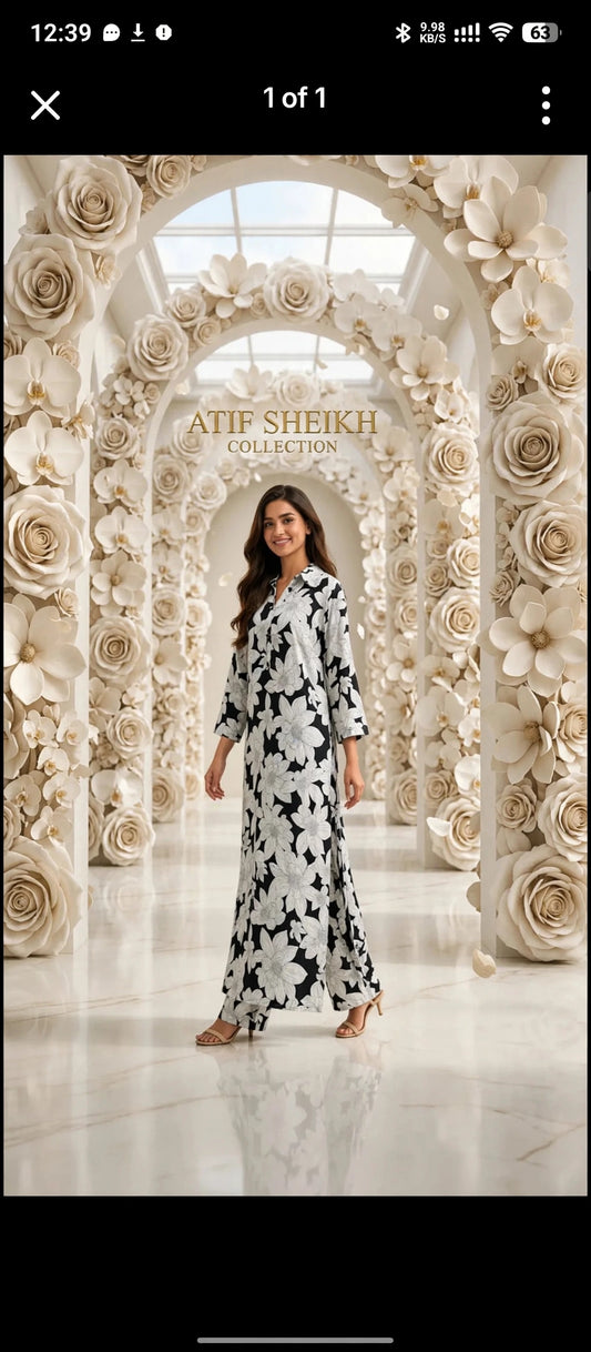 Linen long shirt trouser stiched 2 pc blkwt