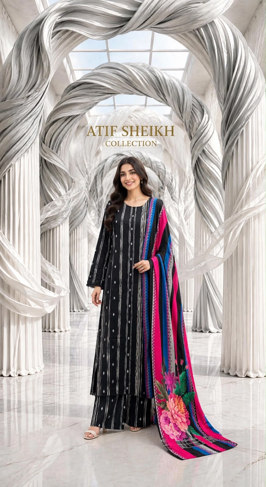 Marina stiched shalwar kameez 3pc blkdts