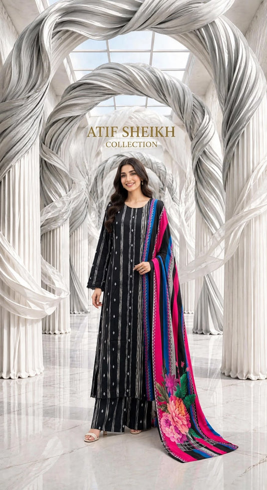 Marina stiched shalwar kameez 3pc blkdts