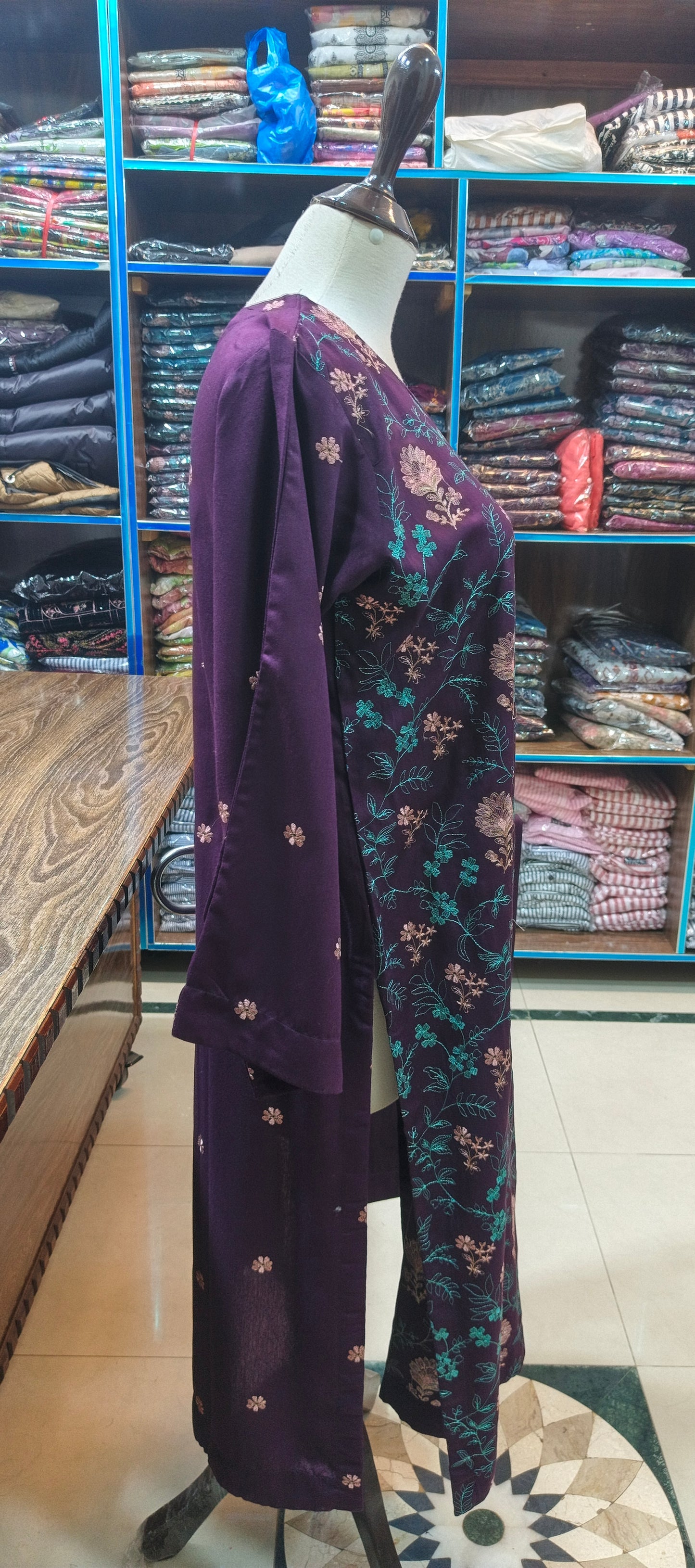 Karandi embroidered mid summer stiched 2 pc prpl p