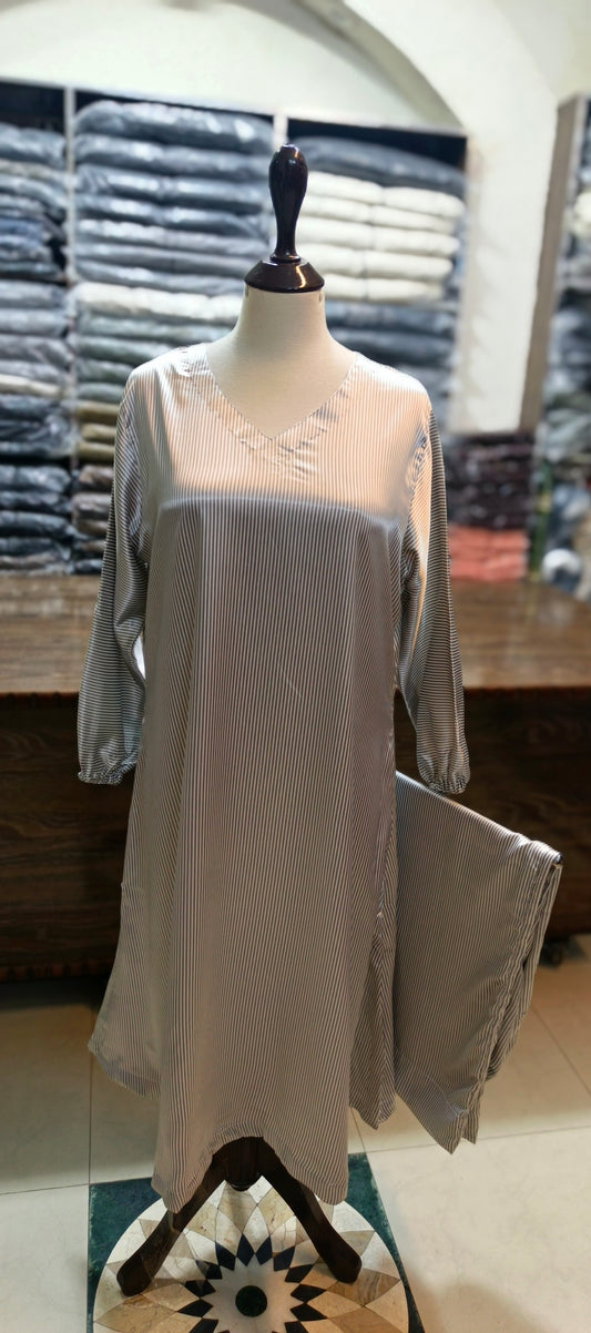 Silk A line stiched 2 pc