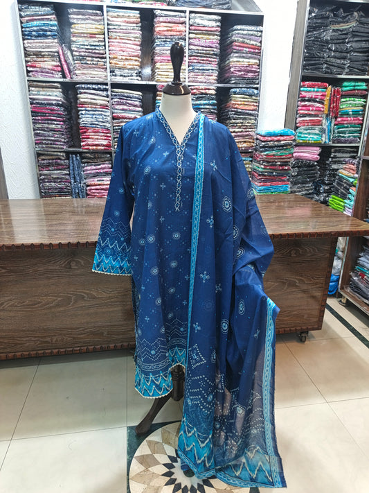 Binsaeed premium lawn stiched shalwar kameez 3 pc rylchun