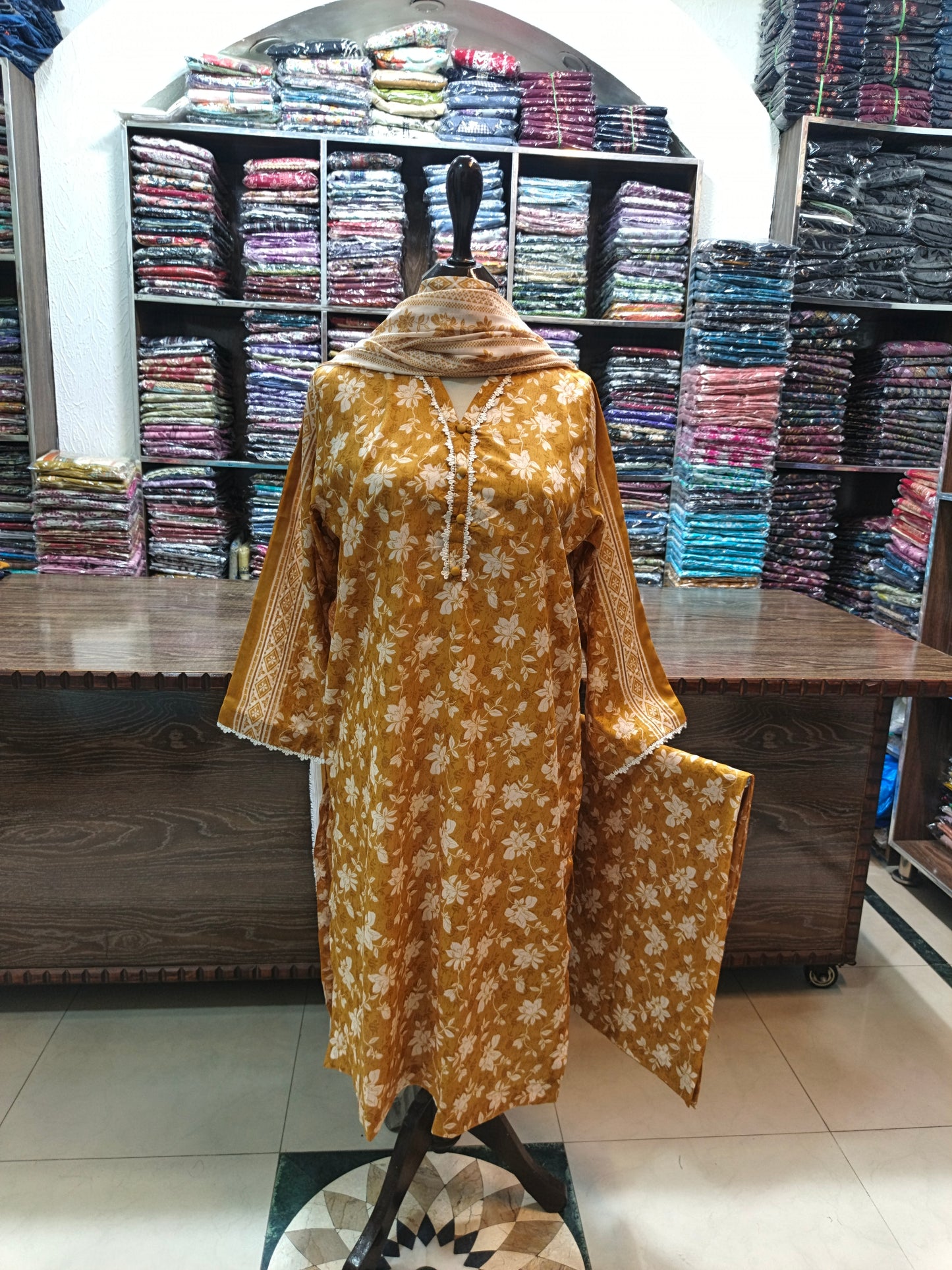 Safina premium lawn stiched shirt trouser 3pc mstw