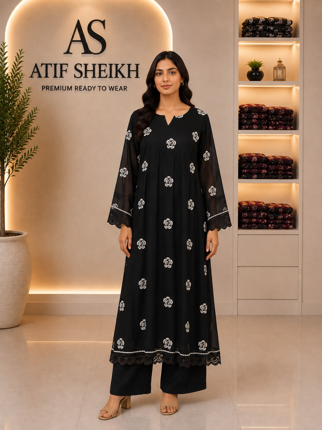 Chiffon blk frock