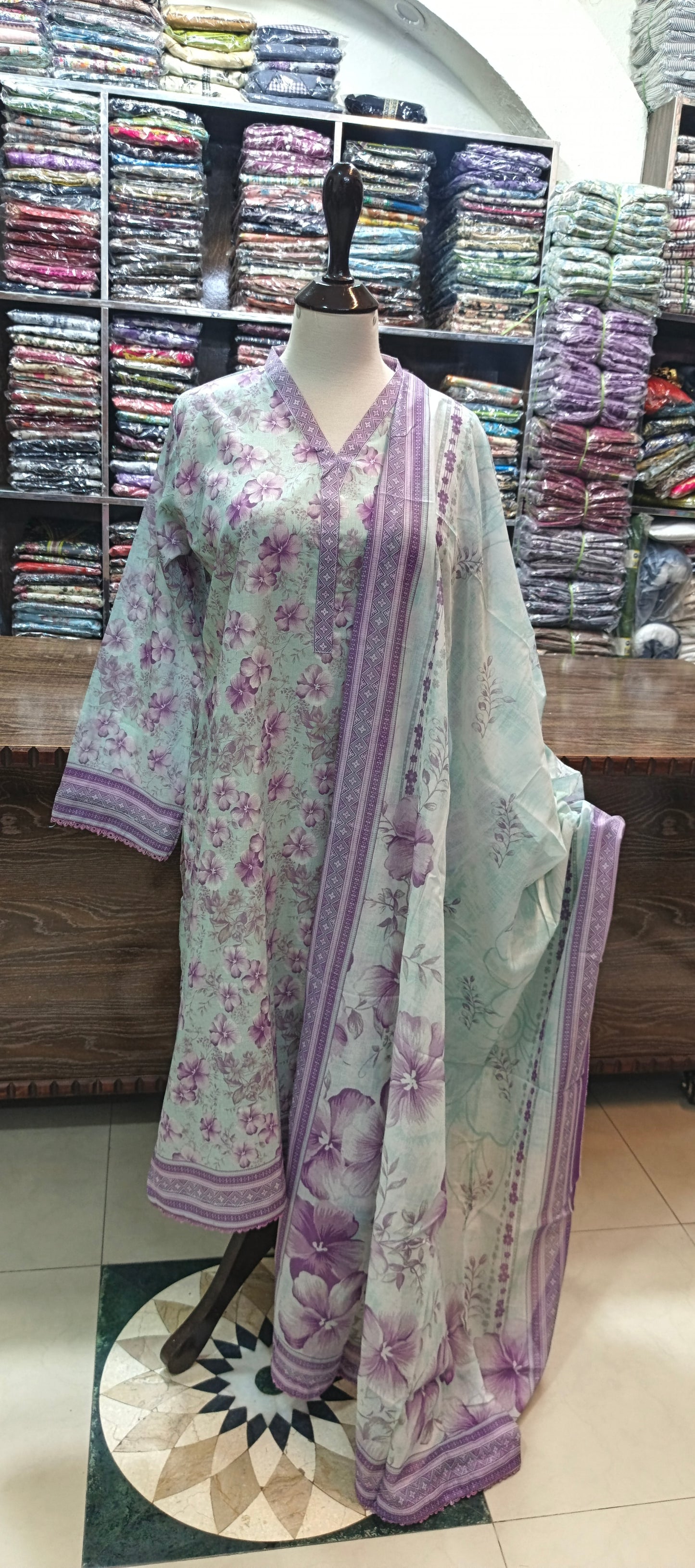 Bin saeed premium lawn stiched shalwar kameez 3 pc