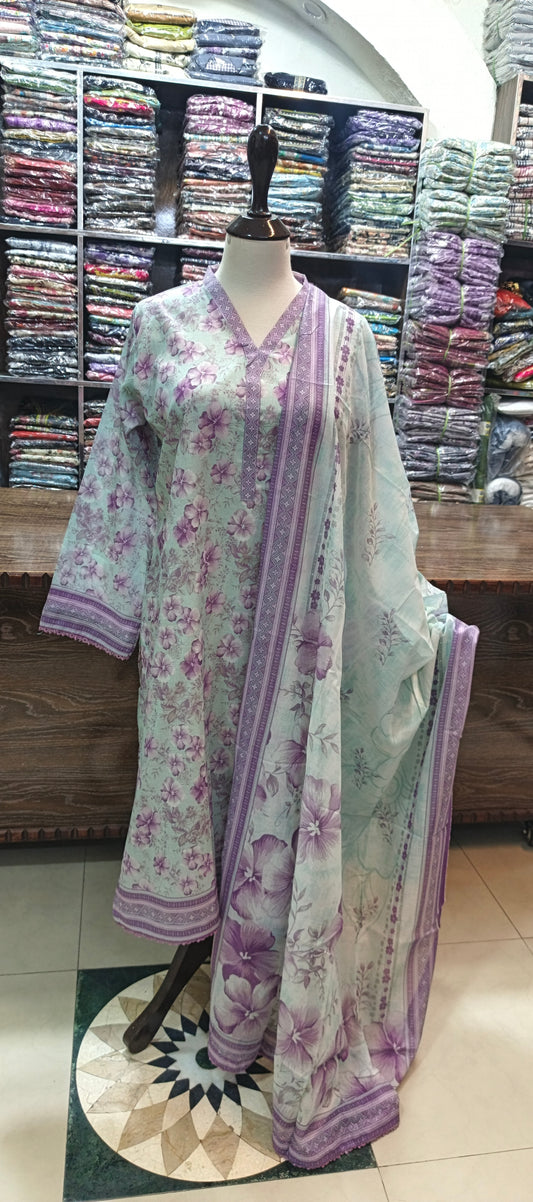 Bin saeed premium lawn stiched shalwar kameez 3 pc