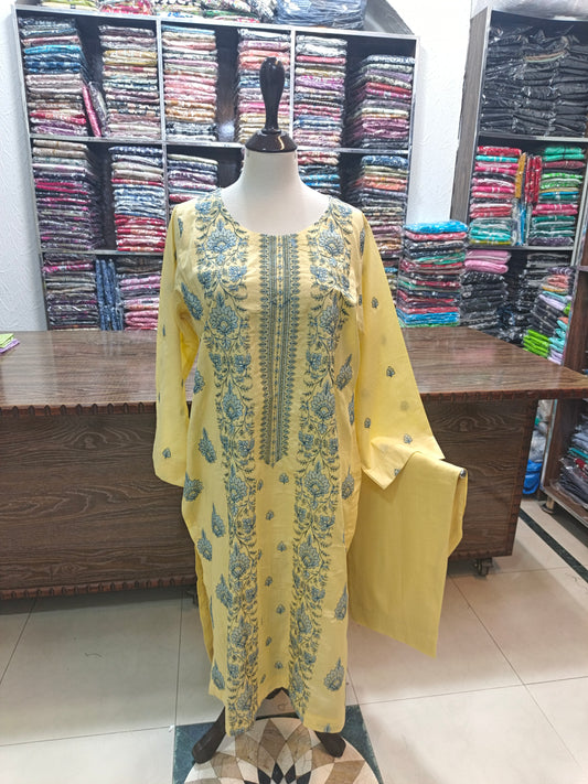 Breeze embroidered lawn stiched long shirt trouser 2 pc yelpnl