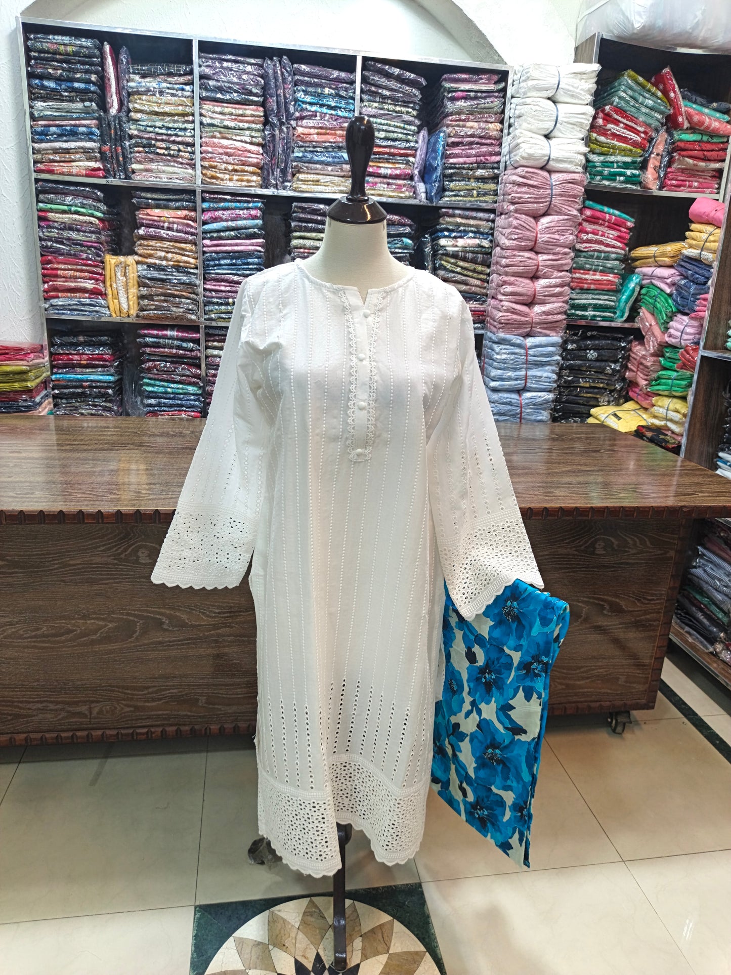 Lawn embroidered chikenkari stiched 2pc Design 1