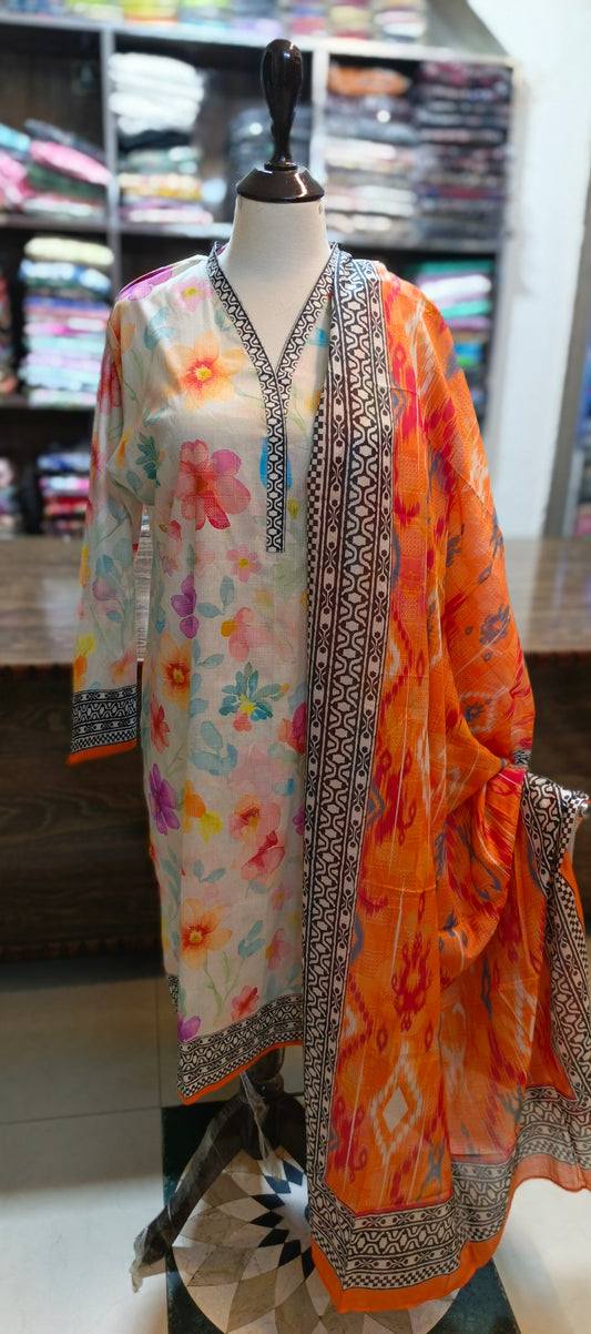 Co ord set 3 pc pure lawn