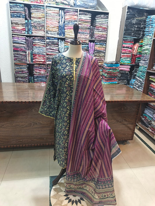 Binsaeed premium lawn stiched shalwar kameez 3pc nvpnk