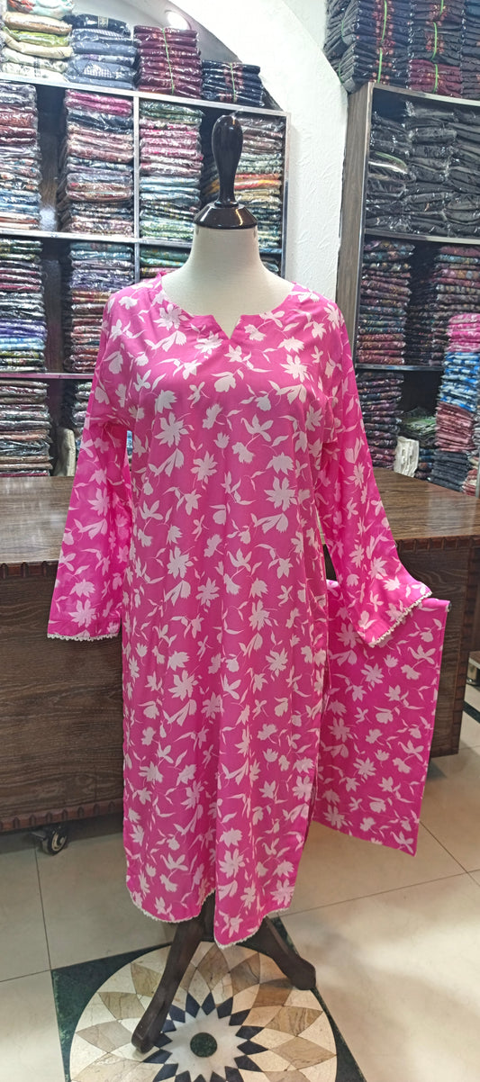 Bin saeed premium lawn shirt trouser 2 pc pink