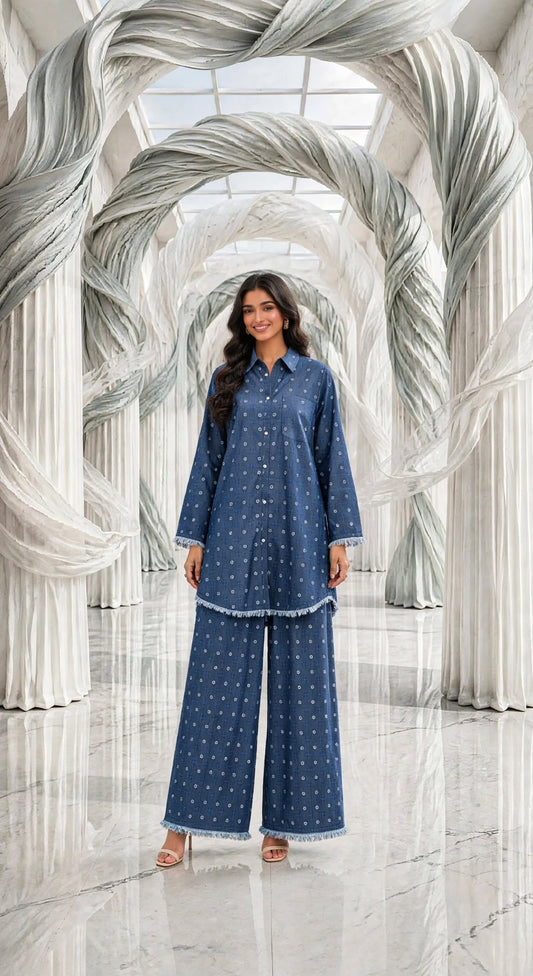 Denim short co ord set 2 pc dts