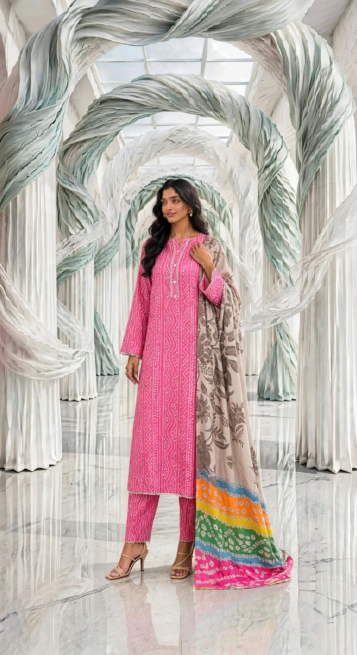 Marina stiched shalwar kameez suits 3 pc pnkchunri