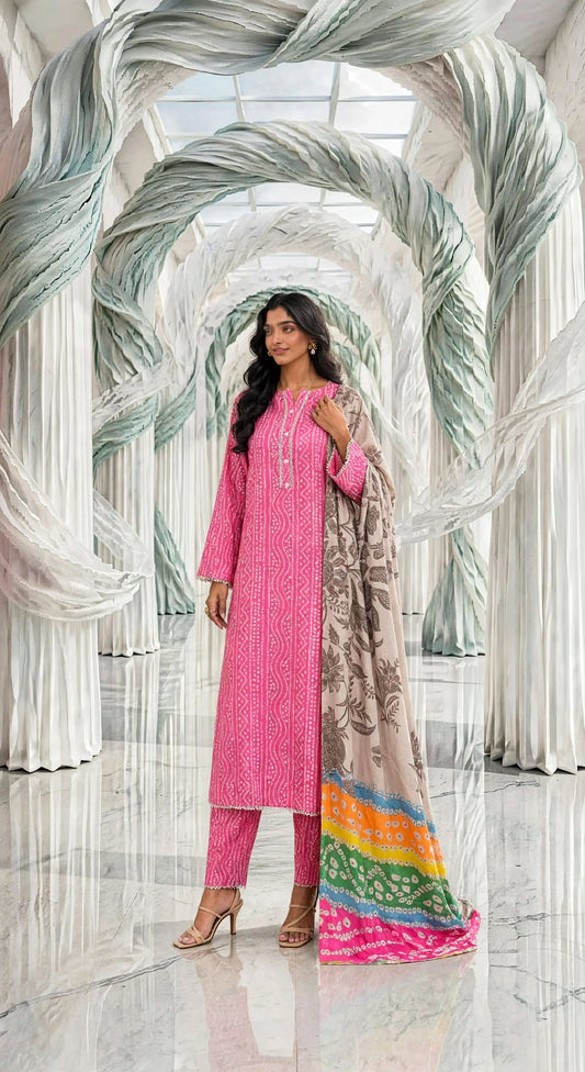 Marina stiched shalwar kameez suits 3 pc pnkchunri