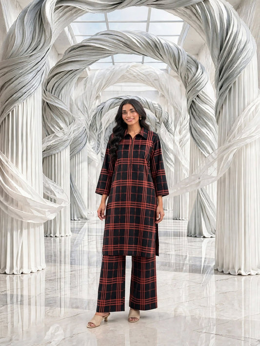 Cotroi short co ord set 2pc redchk
