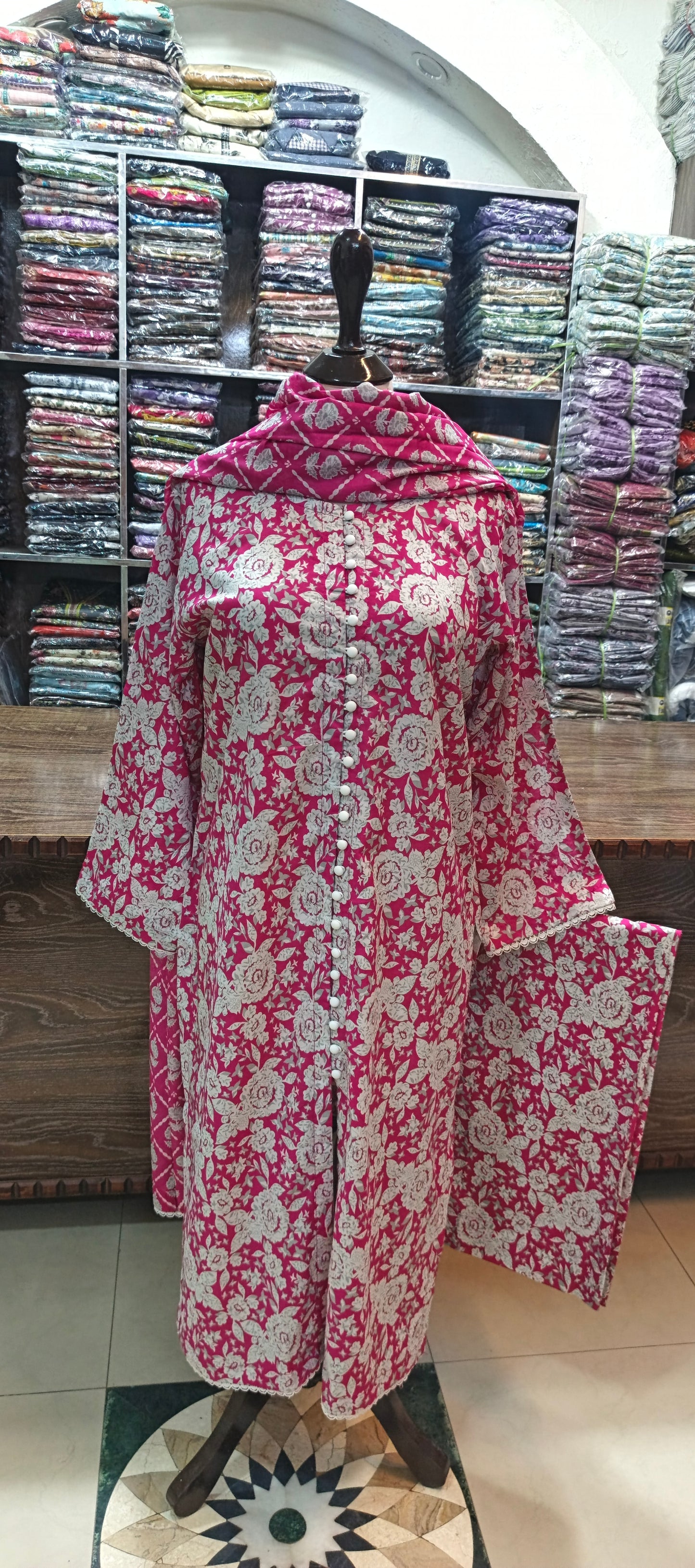 Bin saeed premium lawn stiched long shirt trouser 3 pc