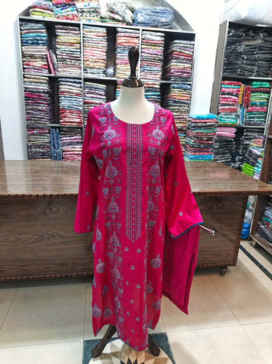 Breeze embroidered lawn stiched long shirt trouser 2pc shkpnl