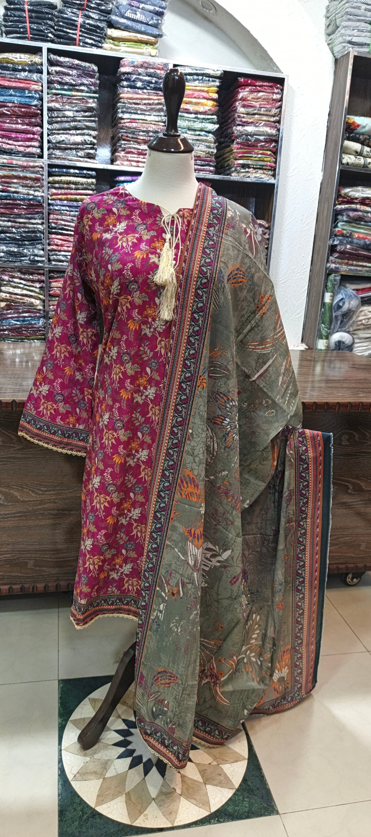 Safina premium lawn stiched shalwar kameez 3 pc