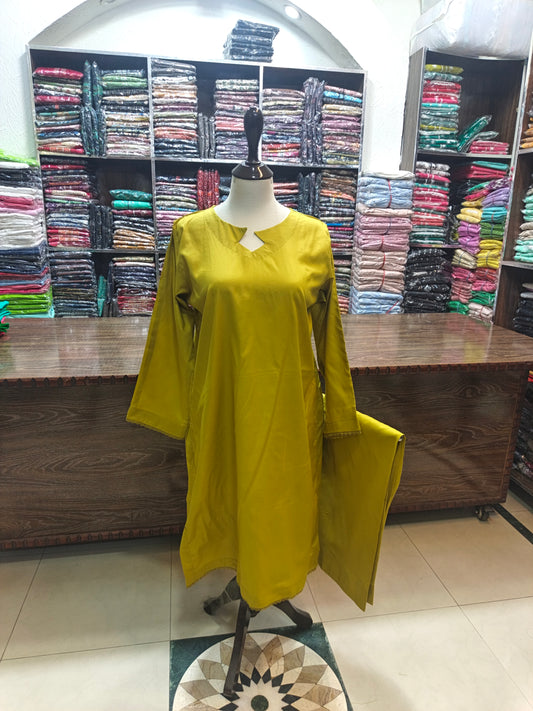 Solid pure lawn stiched shalwar kameez 2 pc dhni