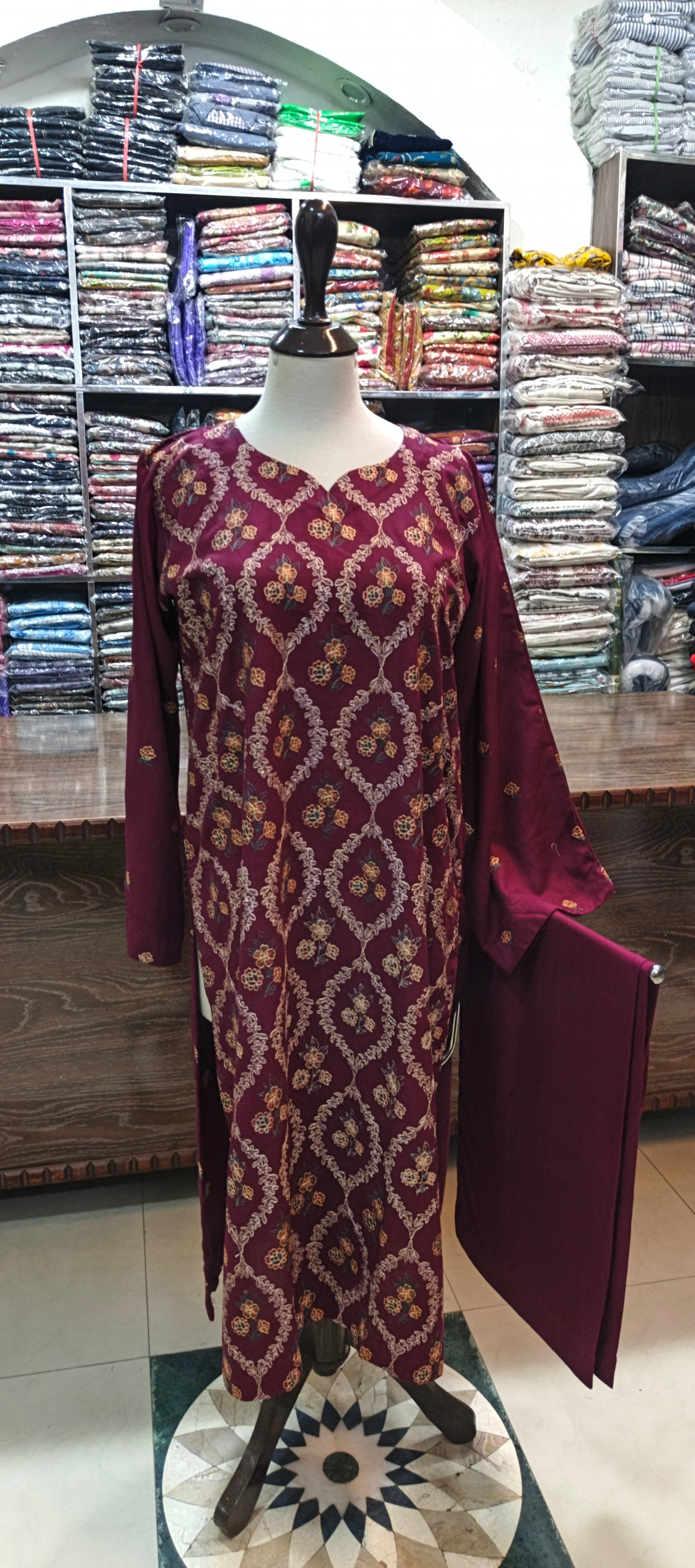 Karandi mid summer embroidered stiched 2 pc