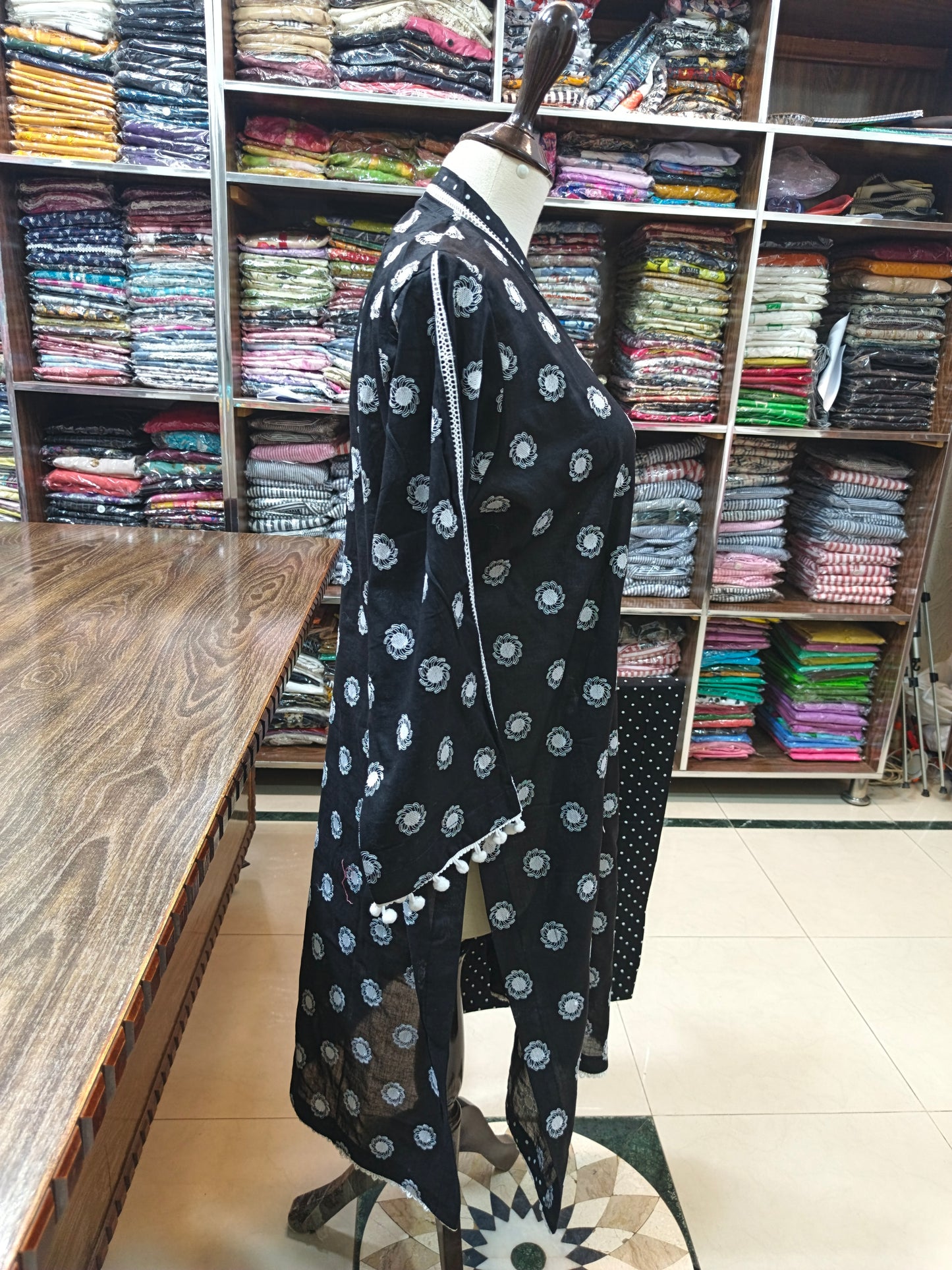 Lawn embroidered stiched shirt trouser 2pc blk