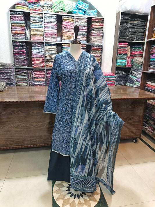 Binsaeed premium lawn stiched shalwar kameez 3pc nvywt