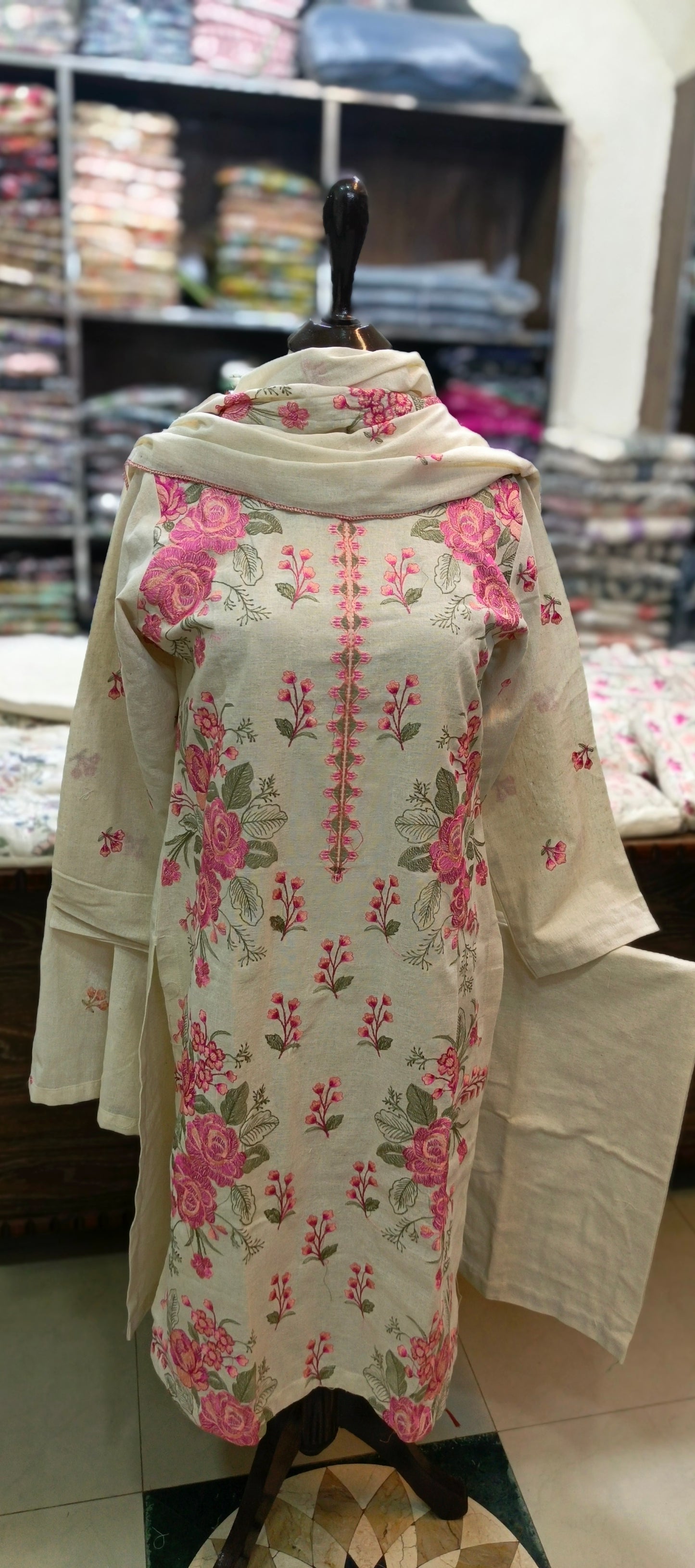 Karandi khaddar embroidered stiched 3 pc
