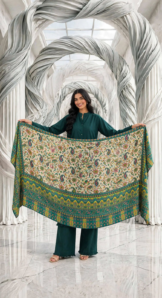 Pashmina woolen qalamkar Shawl BGkery